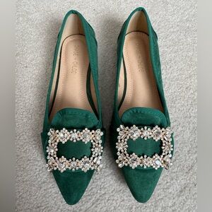 Chase + Chloe Emerald Embellished Flats